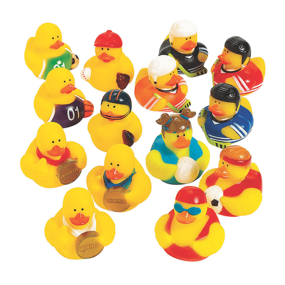 Sports Rubber Duckies Assortment, Toys, Party Supplies, 48 Pieces
