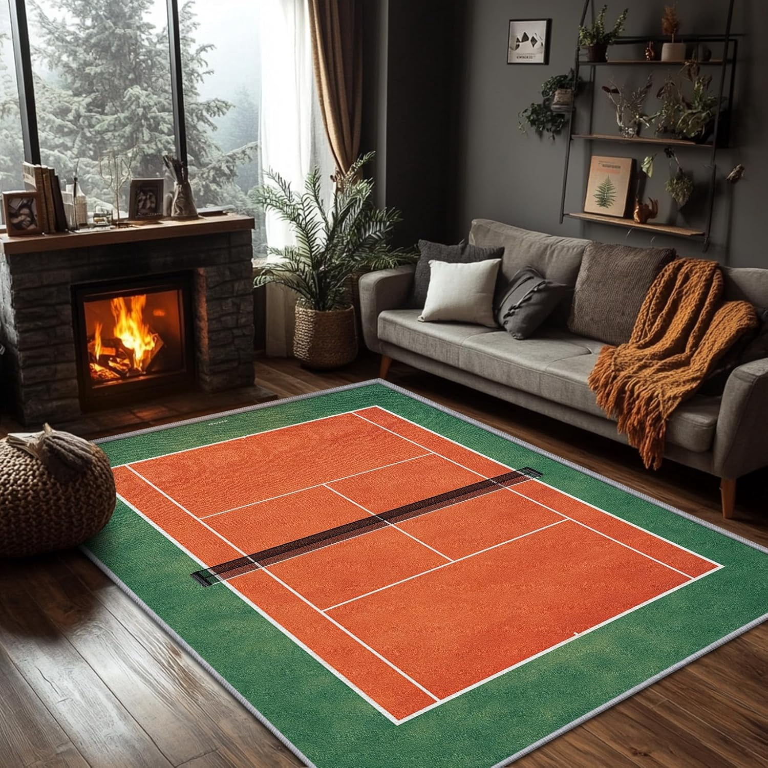 Neutral Sports Rug Sports Rugs for Boys Bedroom, Tennis Court Rug, Sports Tennis Ball Area ...