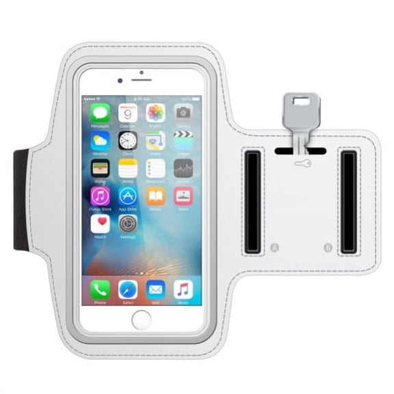 Sports Running Armband for T-Mobile REVVL 4 Phones - White Gym Workout Case Cover Band Arm Strap P1J Compatible With T-Mobile REVVL 4 Models