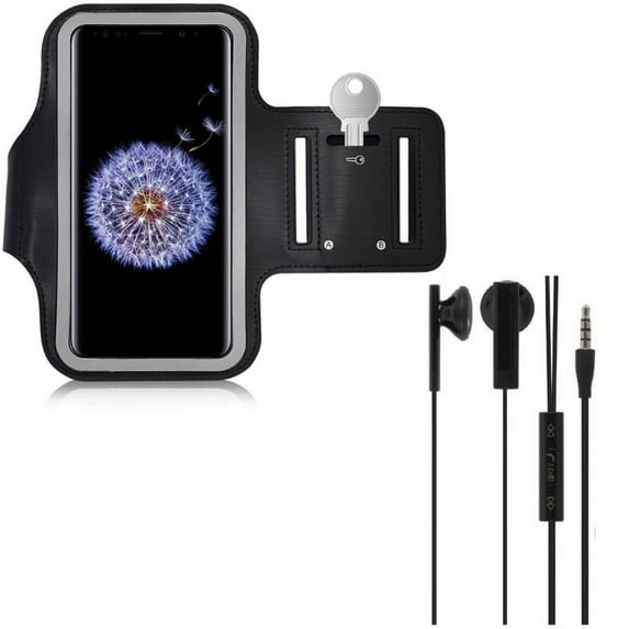 Sports Running Armband w Headphones Wired Earphones for Samsung Galaxy A52 5G/A12 5G - Gym Workout Case Cover, Handsfree Mic 3.5mm Headset X6V Compatible With Galaxy A52 5G/A12 5G
