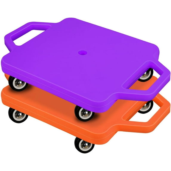 Sports Scooter Board with Handles Sitting Scooter Board Colored Plastic Casters Sport Floor Scooter Board Gym Indoor Outdoor Activities Play Equipment