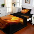 thumbnail image 1 of Ambesonne Sports Fitted & Top Sheet Set with Sham, Basketball Shoot Art, Orange Black, 1 of 5