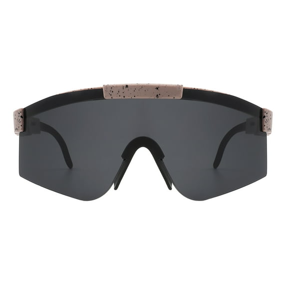 Sports Shield Sunglasses Half Rim Adjustable Temples Light Weight UV 400 Taupe