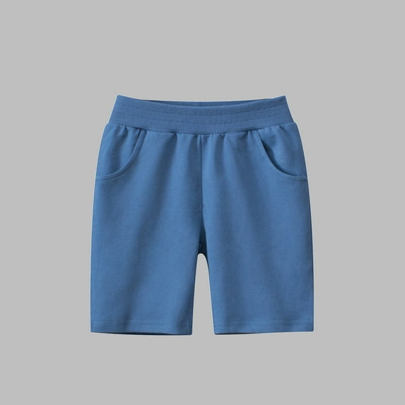 Sports Shorts for Girls & Boys with Pockets Casual Straight Leg Elastic High Waisted Toddlers Kids Solid Loungewear Athletic Short Size 1-9