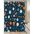 thumbnail image 1 of Sports Shower Curtain for Kids Children Teens (47X64inch) Basketball Football Baseball Hockey Star Blue Shower Curtain Sports Bathroom Decor, Fabric Baseball Shower Curtain Set with Hooks Dark Blue, 1 of 5