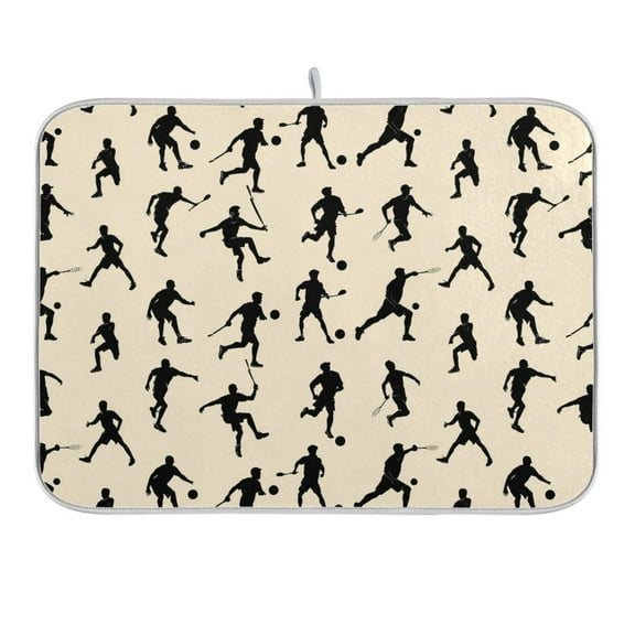 Sports Silhouettes Dish Drying Mat 16x18 Absorbent Microfiber Draining Rack Pad for Kitchen Counter Sink