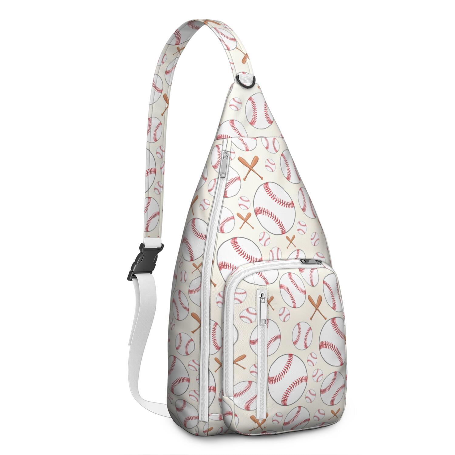 Sports Sling Backpack - Baseball, Football, Soccer, Basketball Print – Lightweight Crossbody Bag for Hiking, Gym, Travel – Athletic Gift for Sports Lovers