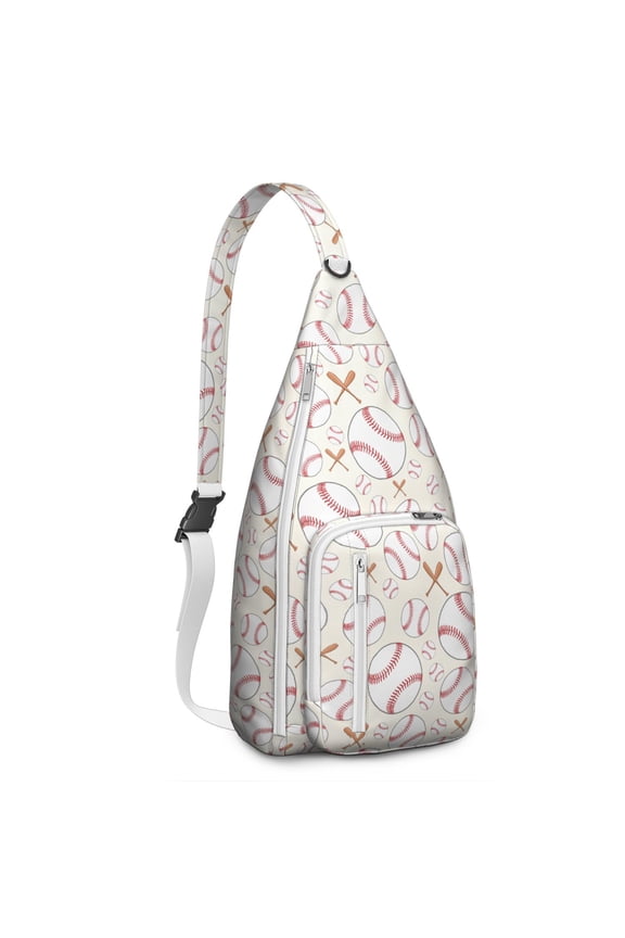 Sports Sling Backpack - Baseball, Football, Soccer, Basketball Print – Lightweight Crossbody Bag for Hiking, Gym, Travel – Athletic Gift for Sports Lovers