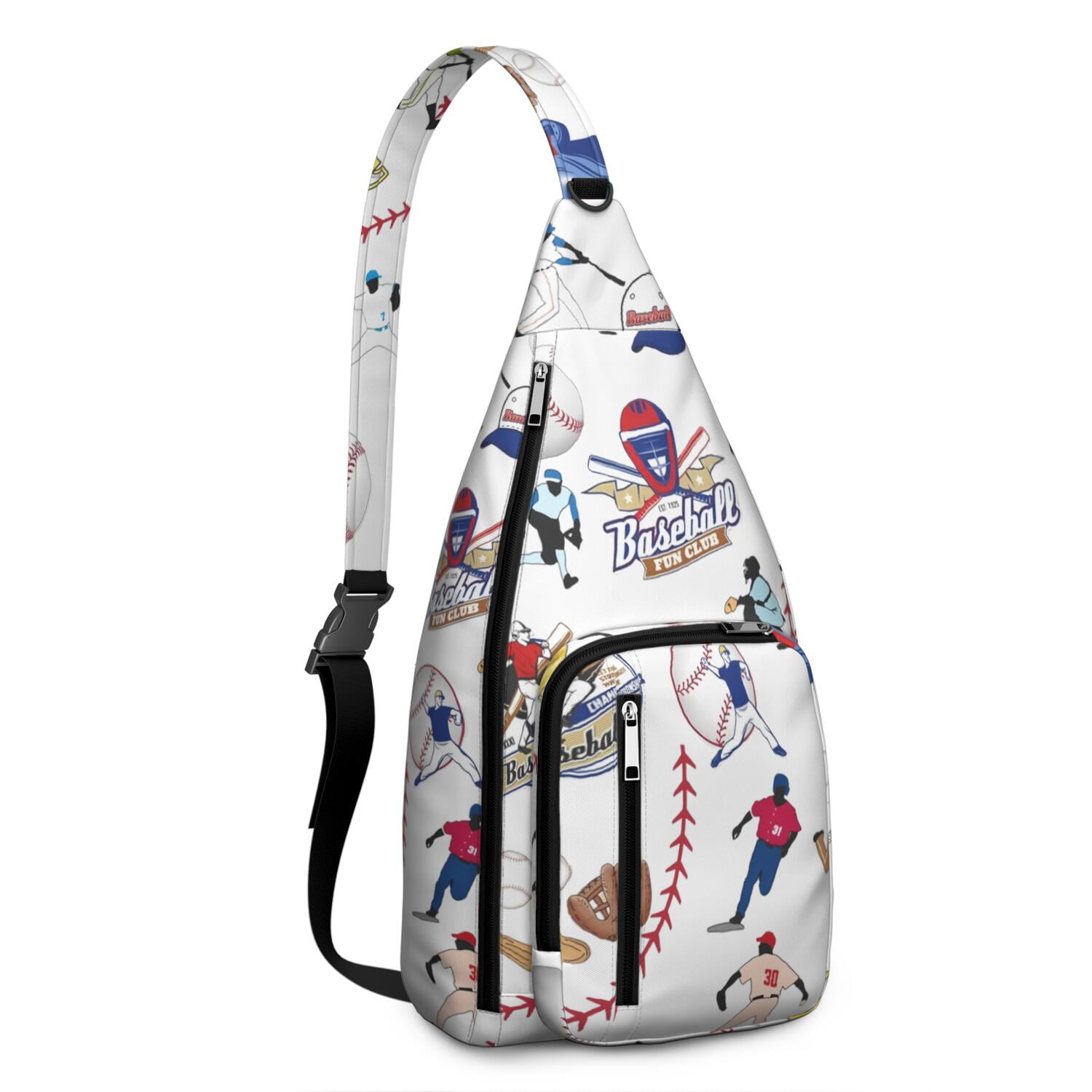 Sports Sling Backpack - Baseball, Football, Soccer, Basketball Print – Lightweight Crossbody Bag for Hiking, Gym, Travel – Athletic Gift for Sports Lovers