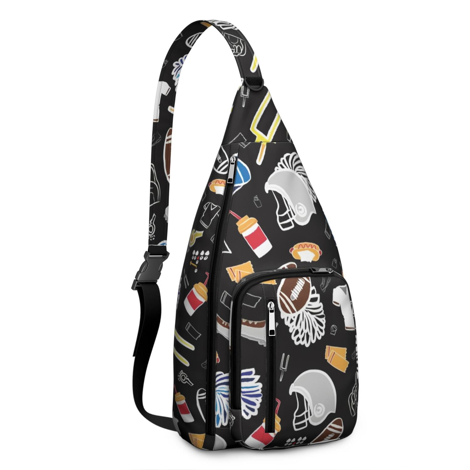 Sports Sling Backpack - Baseball, Football, Soccer, Basketball Print – Lightweight Crossbody Bag for Hiking, Gym, Travel – Athletic Gift for Sports Lovers