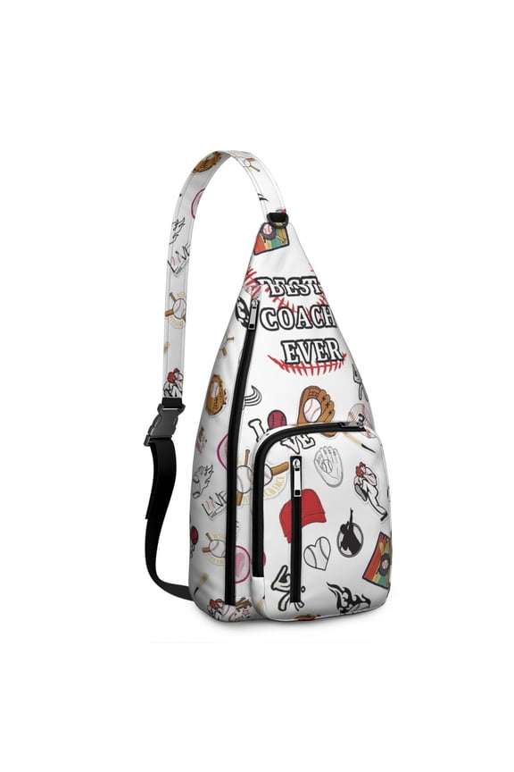 Sports Sling Backpack - Baseball, Football, Soccer, Basketball Print – Lightweight Crossbody Bag for Hiking, Gym, Travel – Athletic Gift for Sports Lovers