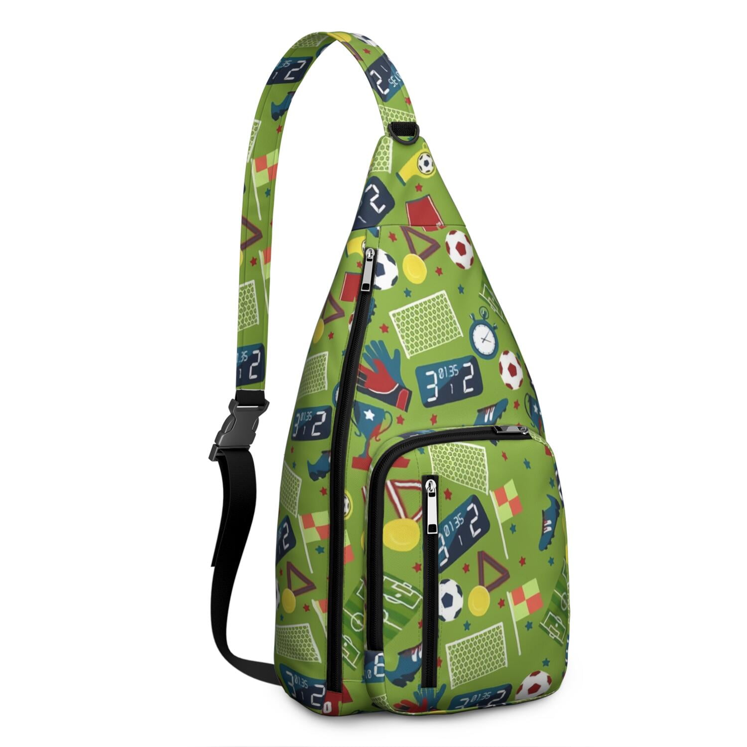 Sports Sling Backpack - Baseball, Football, Soccer, Basketball Print – Lightweight Crossbody Bag for Hiking, Gym, Travel – Athletic Gift for Sports Lovers