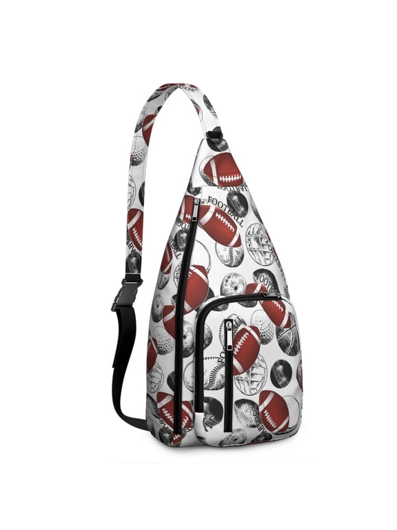 Sports Sling Backpack - Baseball, Football, Soccer, Basketball Print – Lightweight Crossbody Bag for Hiking, Gym, Travel – Athletic Gift for Sports Lovers