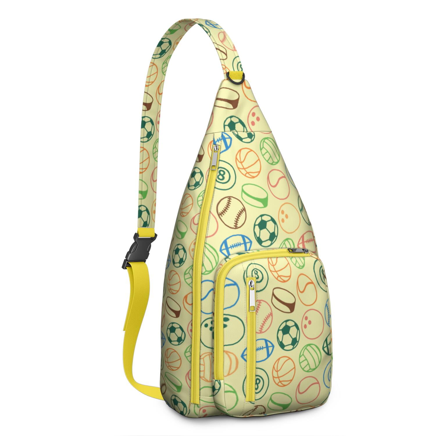 Sports Sling Backpack - Baseball, Football, Soccer, Basketball Print – Lightweight Crossbody Bag for Hiking, Gym, Travel – Athletic Gift for Sports Lovers