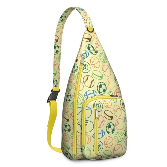 Sports Sling Backpack - Baseball, Football, Soccer, Basketball Print – Lightweight Crossbody Bag for Hiking, Gym, Travel – Athletic Gift for Sports Lovers