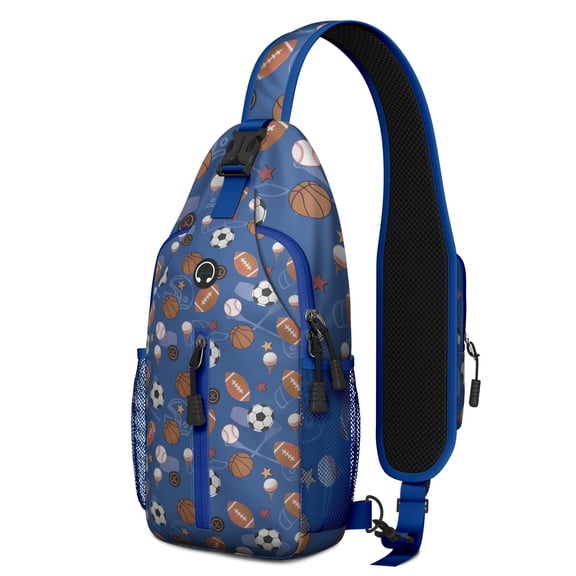 Sports Sling Backpack for Kids and Teens – Water-Resistant Crossbody Shoulder Bag with Adjustable Reversible Strap, Anti-Theft Pocket, Breathable Back, Perfect for Baseball, Football, Soccer Players