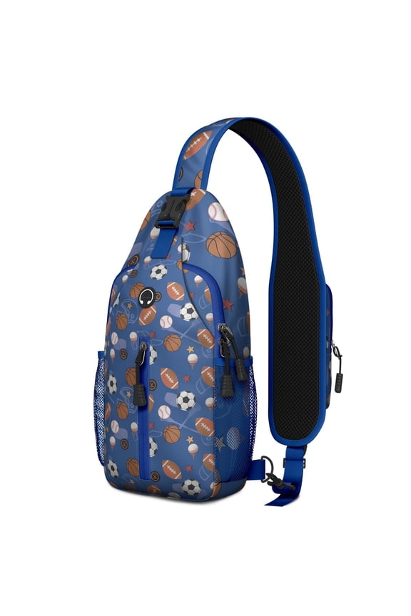 Sports Sling Backpack for Kids and Teens – Water-Resistant Crossbody Shoulder Bag with Adjustable Reversible Strap, Anti-Theft Pocket, Breathable Back, Perfect for Baseball, Football, Soccer Players