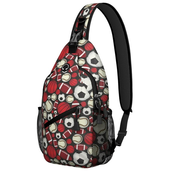 Sports Sling Bag for Men & Women Lightweight Crossbody Chest Backpack with Baseball Print, Anti-Theft Design Durable Daypack for Hiking, Biking, Travel