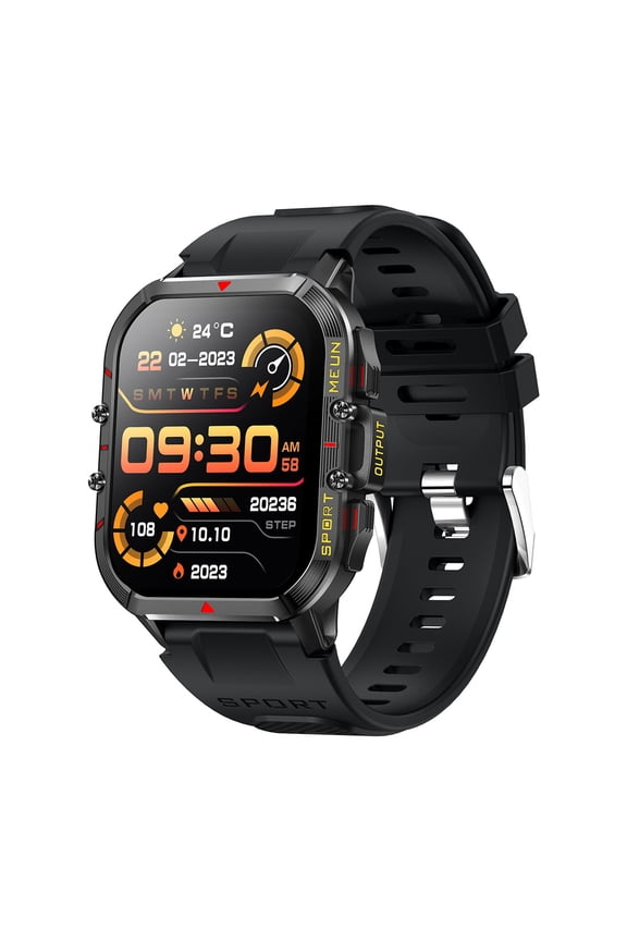 Sports Smartwatch 1.96'' BT Call 100+ Sports Modes Heart Rate/Sleep/Mood/Stress/Body Temperature Monitoring IP68 Waterproof Mens Smart Watch