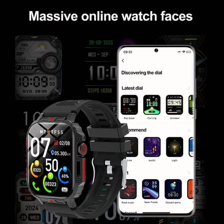 Sports Smartwatch: Wireless Calling, Notifications, Fitness Modes, Step Counter, Music & Camera CONTROL, iphone/ Compatible Men's Gift