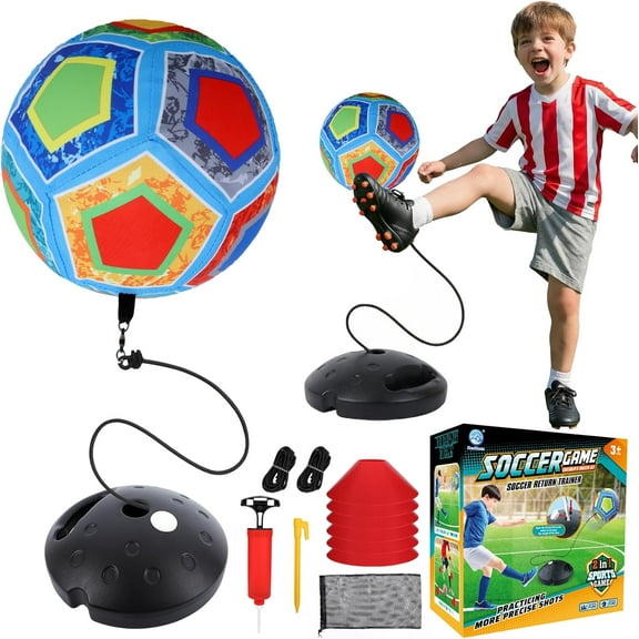 Sports Soccer Toys: 2-in-1 Portable Soccer Toy with Rebound -Self Practice Football Interactive Soccer Gift Soccer Trainer Indoor Outdoor Backyard - Perfect Birthday Gifts for Football Beginners