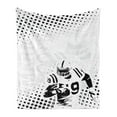 thumbnail image 1 of Sports Soft Flannel Fleece Blanket, American Football Character Running Passing Gridiron Goal Dotted Art Graphic Design, Cozy Plush for Indoor and Outdoor Use, 60" x 80", Black White, by Ambesonne, 1 of 5