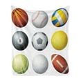 thumbnail image 1 of Sports Soft Flannel Fleece Blanket, Diversified Sport Balls Objects in Diamond or Circle Shape Recreational Illustration, Cozy Plush for Indoor and Outdoor Use, 50" x 60", Multicolor, by Ambesonne, 1 of 5