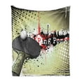 thumbnail image 1 of Sports Soft Flannel Fleece Blanket, Ping Pong Lettering with Grunge Splashes Ball and Racket Retro Halftone, Cozy Plush for Indoor and Outdoor Use, 50" x 70", Pale Green Multicolor, by Ambesonne, 1 of 5