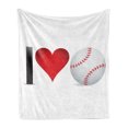 thumbnail image 1 of Sports Soft Flannel Fleece Throw Blanket, I Love Baseball Heart with Baseball Ball Passion Valentine Leisure Time Joy, Cozy Plush for Indoor and Outdoor Use, 50" x 60", Red Black White, by Ambesonne, 1 of 5