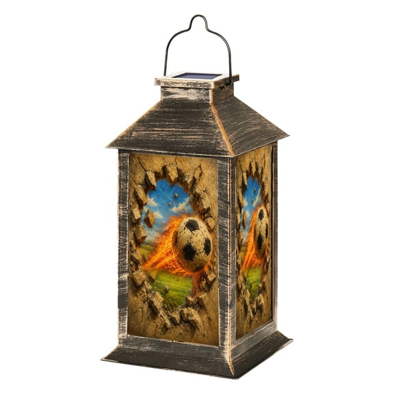 Sports Solar Lantern Explosive Soccer Ball Breaking Wall Fiery Motion Dynamic Landscape Garden Hanging Lantern Waterproof Solar Powered Lighting Outdoor Lamp for Deck Yard Camping Patio Decor