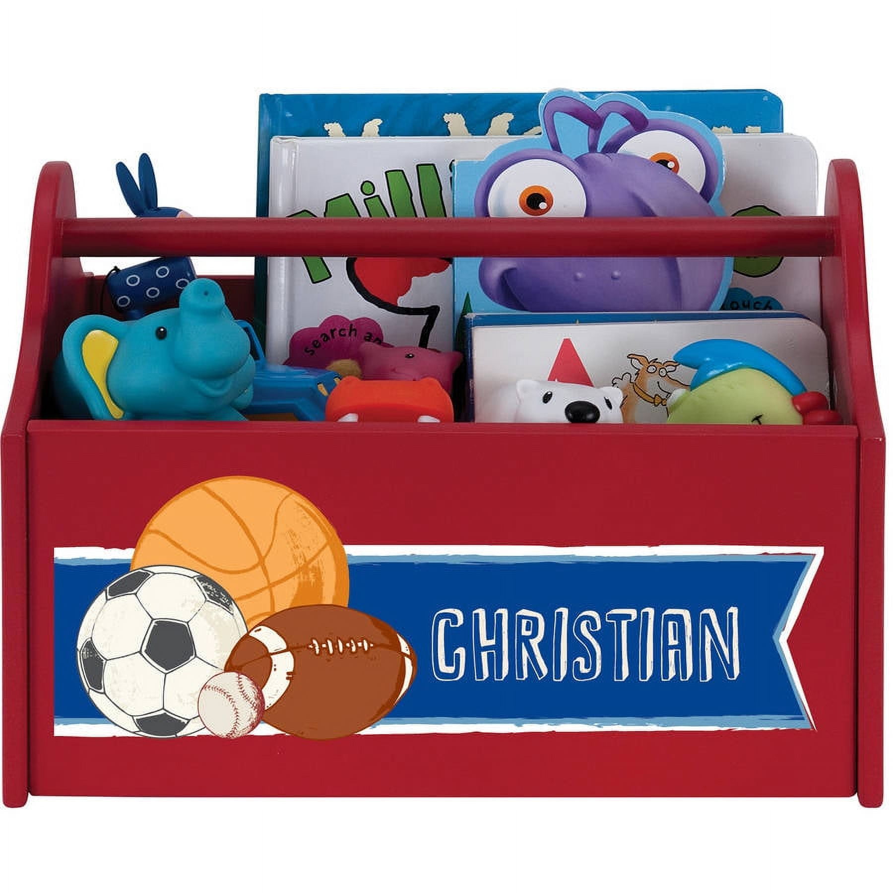 Sports Star Personalized Red Toy Caddy