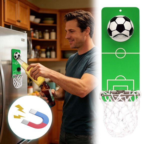 Sports Style Magnetic Bottle Opener Mini Hoop Design Fridge Decor Mountable Drink Cap Remover For Home Kitchen Bar Tabletop Party Gifts