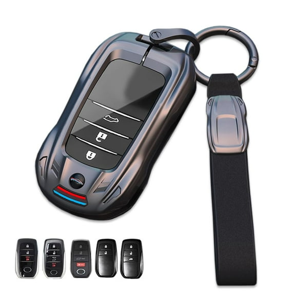 Sports Style Metal Key Fob Case Key Cover Protector Shell Compatible for Toyota Venza RAV4 Prime Sienna Land Cruiser Fortuner Mirai 2019-2024