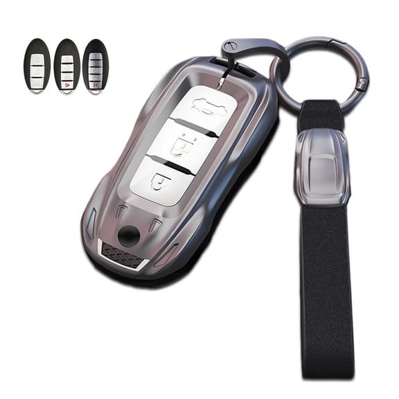 Sports Style Zinc Alloy Metal Key Fob Case Cover Holder Protector Shell Compatible for Nissan Armada Murano Rogue Maxima Altima Pathfinder Infiniti Q50 Q60 QX50 QX80