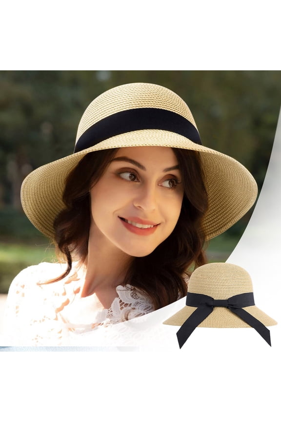 Large Wide Brim Packable Summer PP Sports Sun Hat, Beige