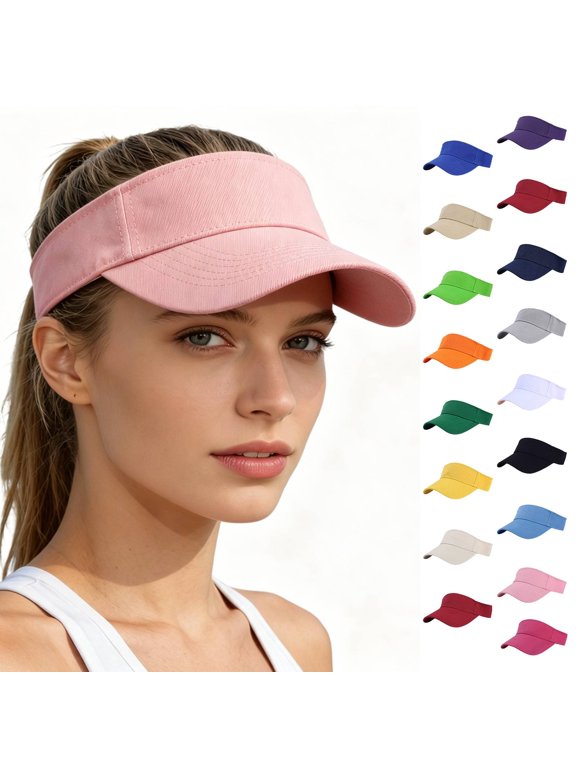 Sports Sun Visor Hats Athletic Cotton Adjustable Cap for Women and Men Pink
