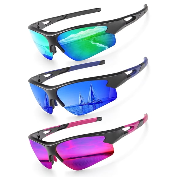 Sports Sunglasses for Men, Polarized Sun Glasses for Men Women Youth Baseball Softball Cycling Running Sunglasses with UV Protection