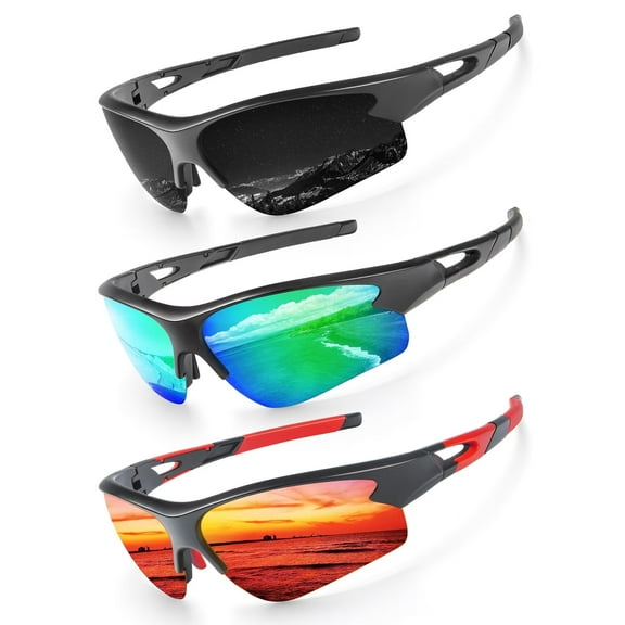Sports Sunglasses for Men, Polarized Sun Glasses for Men Women Youth Baseball Softball Cycling Running Sunglasses with UV Protection