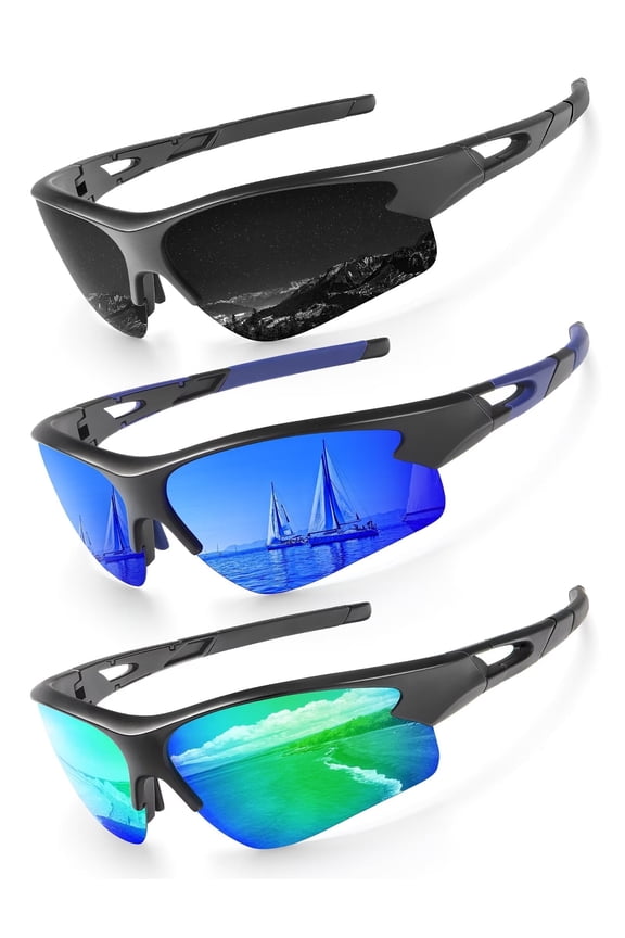 Sports Sunglasses for Men, Polarized Sun Glasses for Men Women Youth Baseball Softball Cycling Running Sunglasses with UV Protection