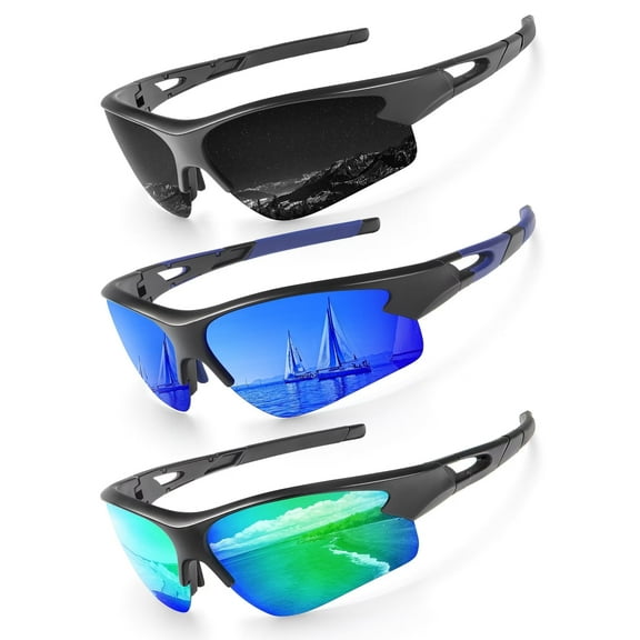 Sports Sunglasses for Men, Polarized Sun Glasses for Men Women Youth Baseball Softball Cycling Running Sunglasses with UV Protection