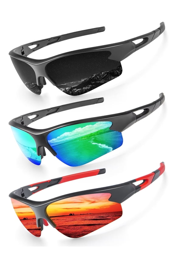 Sports Sunglasses for Men, Polarized Sun Glasses for Men Women Youth Baseball Softball Cycling Running Sunglasses with UV Protection