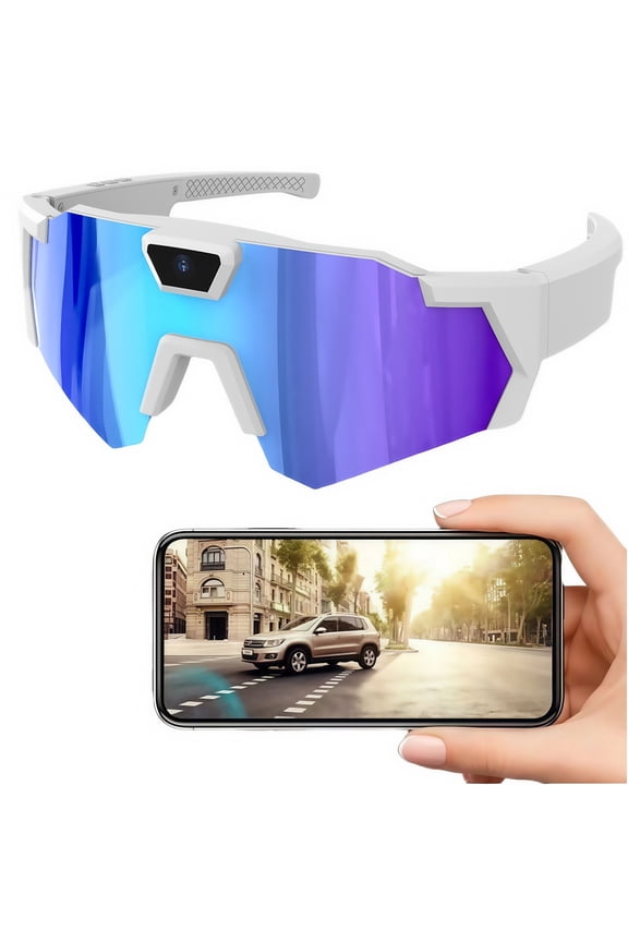 Sports Sunglasses with Cameras for Outdoors,4-K Cycling GlassesSmart Glasses With Camera, for Men & Women Sunglasses with Cameras(Azure Pioneer)