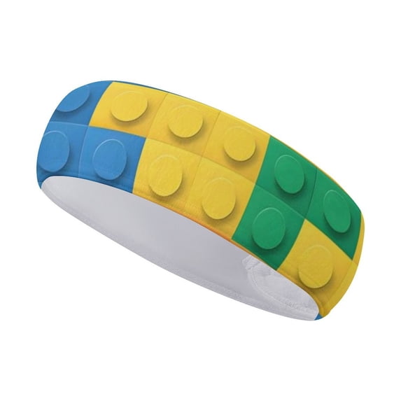 Sports Sweat Absorber Headband 10.6in Thin, Strong Absorbent And Thick Sweat Absorber Can Be Used As A Headband Mask Neck Band Scarf Multicolored Building Block (2)