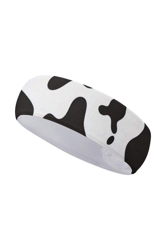 Sports Sweat Absorber Headband 10.6in Thin, Strong Absorbent And Thick Sweat Absorber Can Be Used As A Headband Mask Neck Band Scarf Simple Cow Print Pattern, Vector Art Style_3
