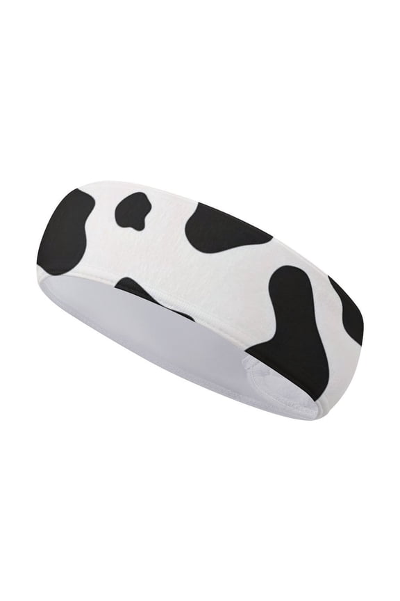 Sports Sweat Absorber Headband 10.6in Thin, Strong Absorbent And Thick Sweat Absorber Can Be Used As A Headband Mask Neck Band Scarf Simple Cow Print Pattern, Vector Art Style_1