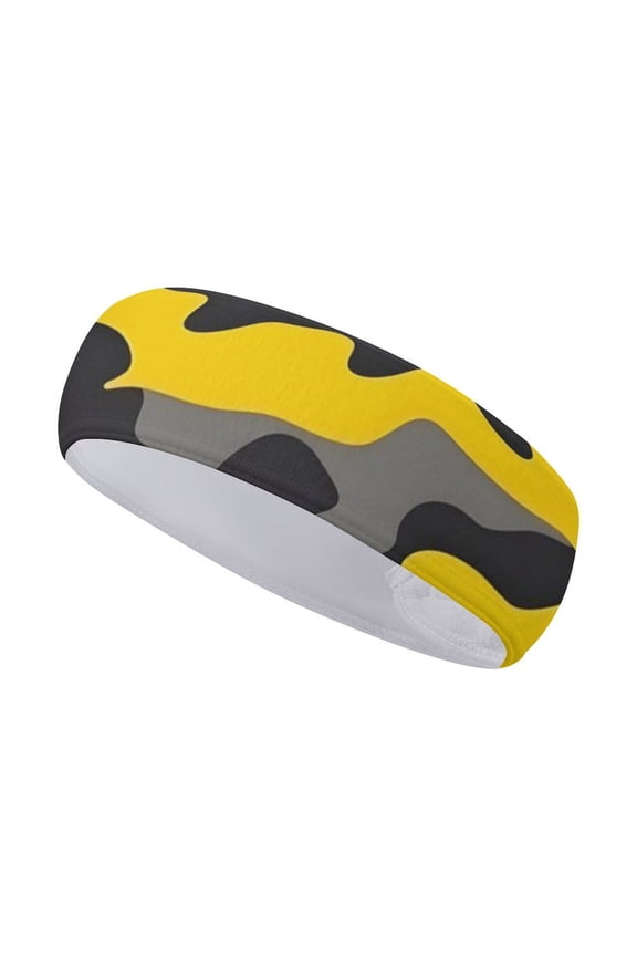Sports Sweat Absorber Headband 10.6in Thin, Strong Absorbent And Thick Sweat Absorber Can Be Used As A Headband Mask Neck Band Scarf Vector Camouflage Pattern Yellow_1