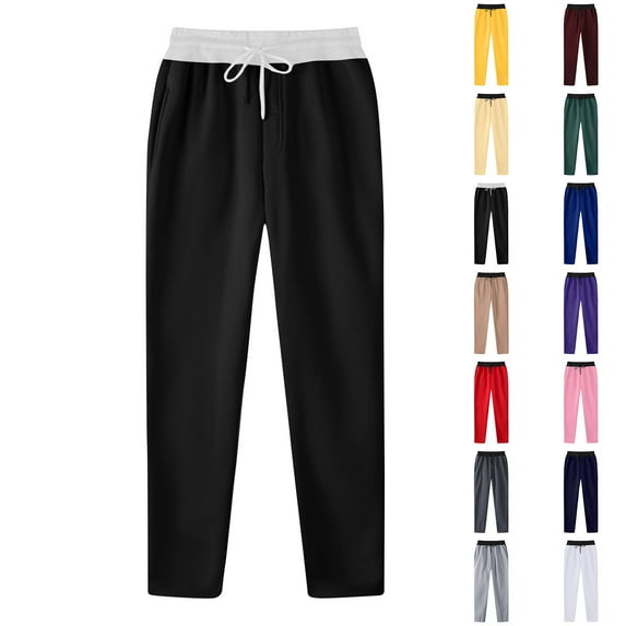 Sports Sweatpants for Mens Fashion Plus Size Drawstring Elastic Waist Solid Color Casual Sweat Length Pants Up to 65% off!
