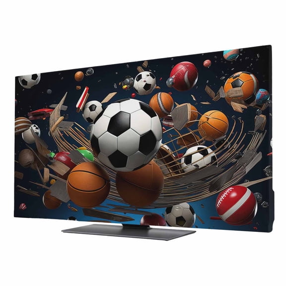 Sports TV Cover for 24 Inch Screen, Stretch Fabric Dustproof TV Display Protector, Football Basketball Baseball Ball Games Elastic Slipcover Monitor Cover for Indoor Desktop Computer 20.9"x11.8"