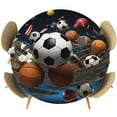 thumbnail image 1 of Sports Table Cloth, Round Fitted Tablecloths with Elastic Edge, Football Basketball Baseball Ball Games Wipeable Waterproof Table Cover for Kitchen Wedding 55-60 Inches, 1 of 4
