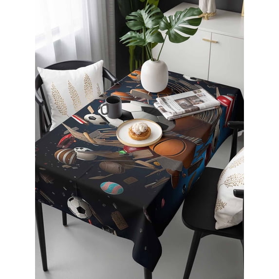 Sports Tablecloth Rectangle Table Cloth 60x120,Waterproof Outdoor Table Cloth Covers Decorative Table Protector,Football Basketball Baseball Ball Games Washable Table Cover for Kitchen Dinning Party